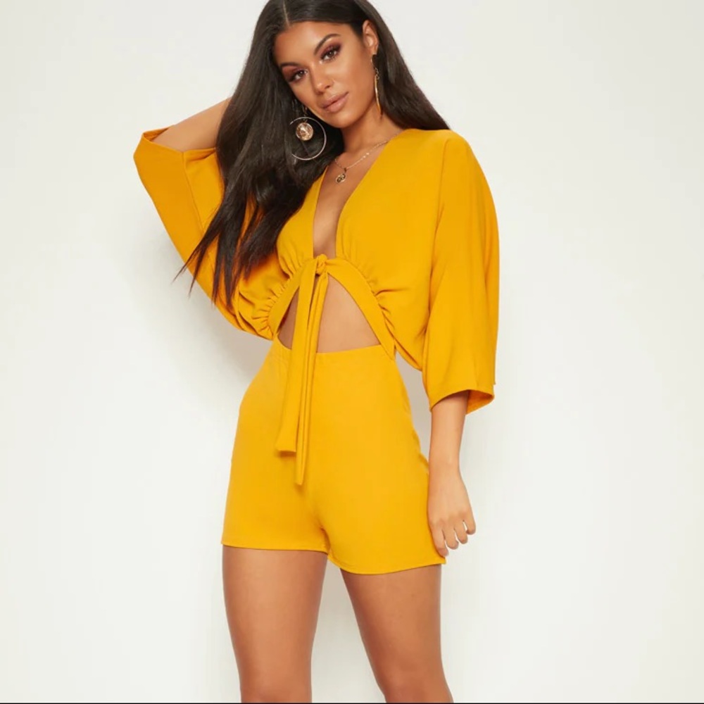 Mustard cutout romper